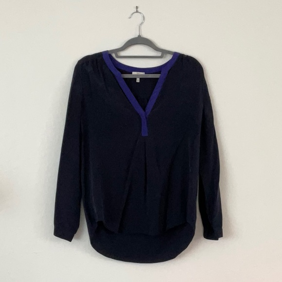 Joie navy blue long sleeve blouse - Picture 1 of 4